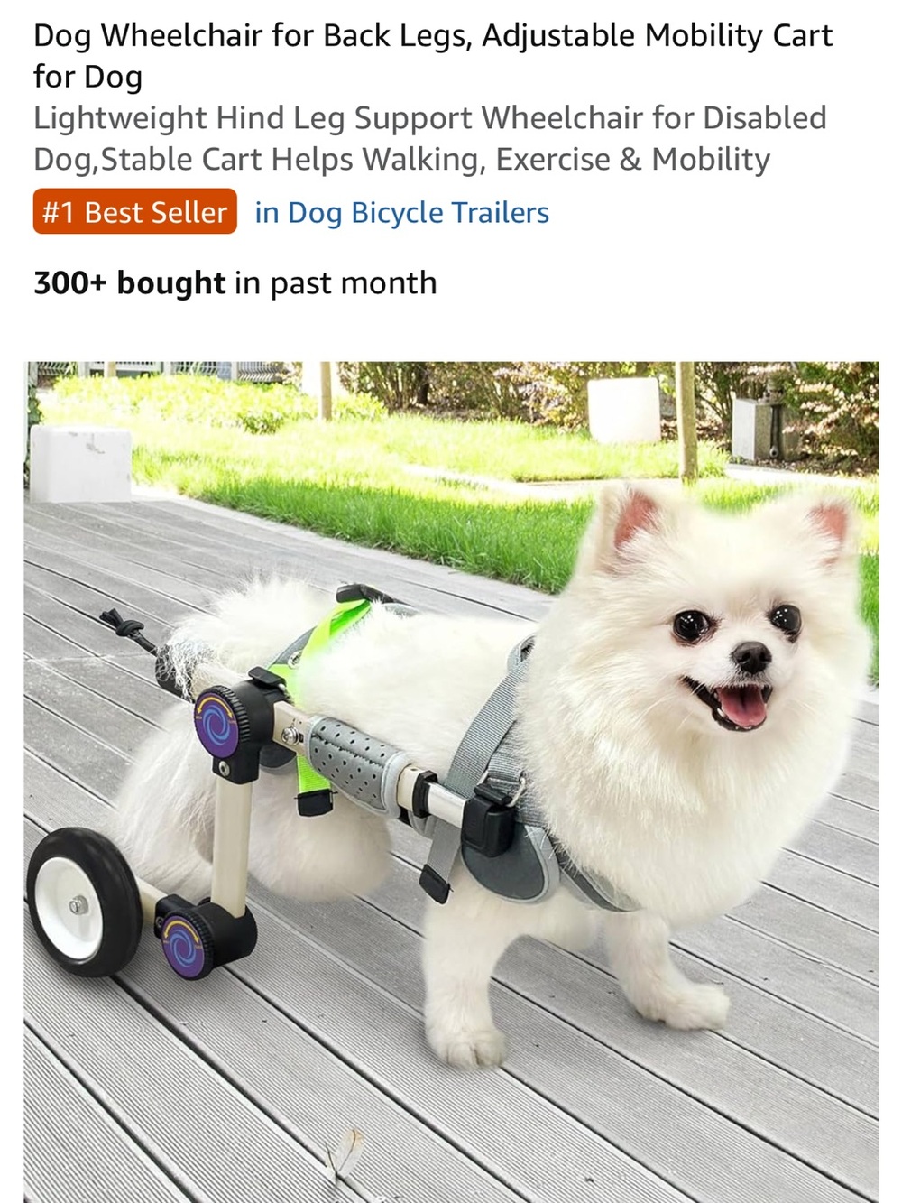 NEW LetPetRun Dog Wheelchair for Back Legs , Adjustable Mobility Cart - XS